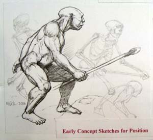 Concept sketches to establish pose